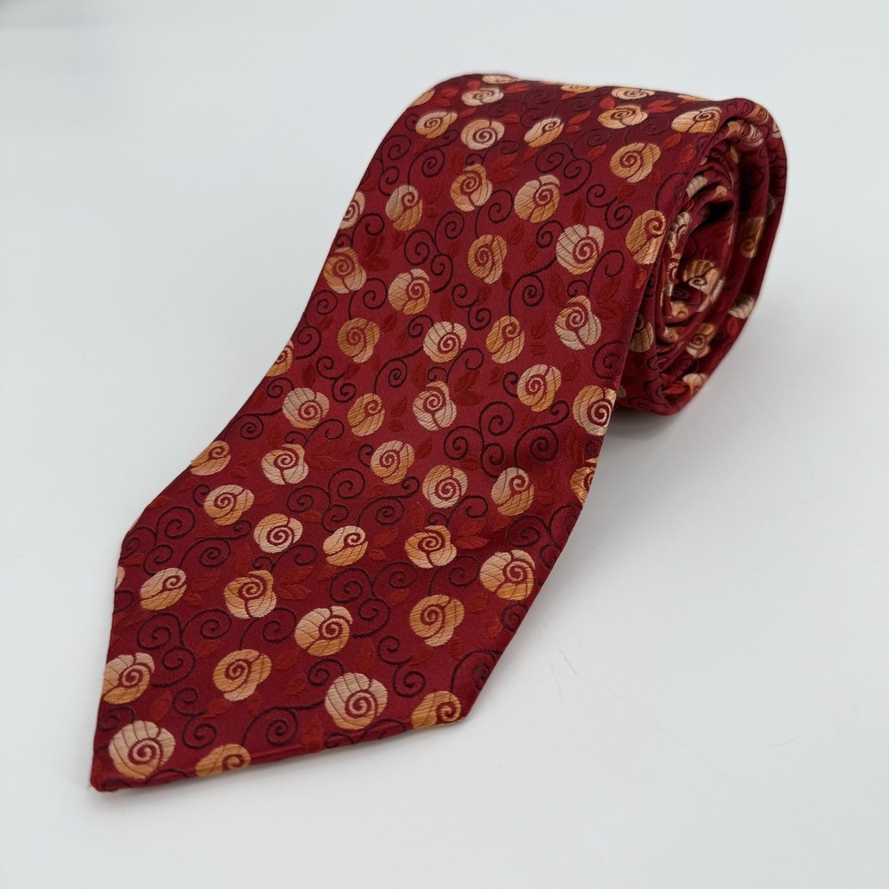 Ermenegildo Zegna Tie Men's 100% Silk Necktie Italy Floral Roses Red 58 x 3.75